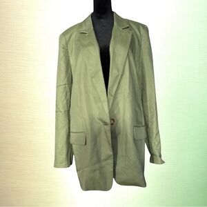 Olive Green Blazer with Button Detail